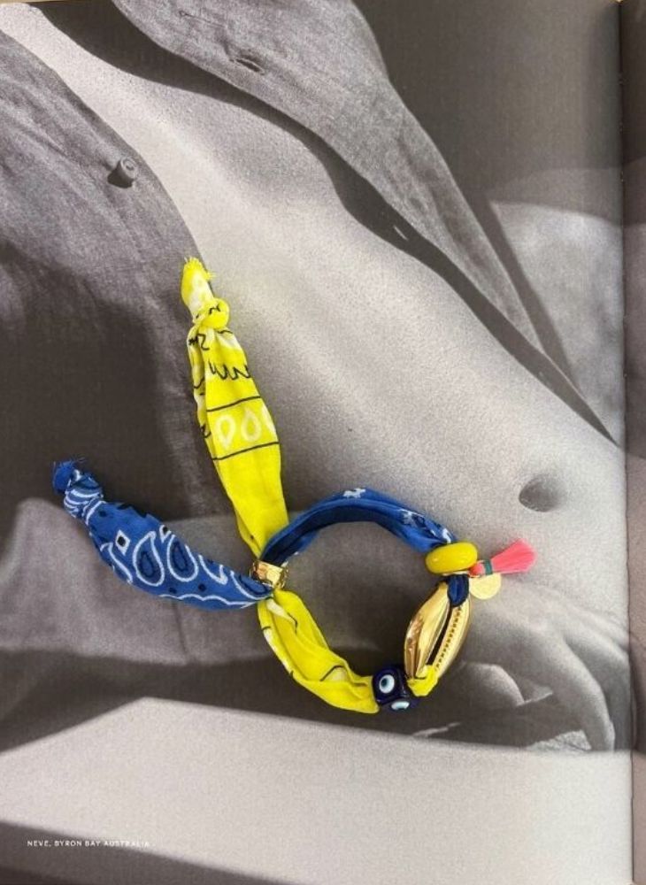 Blue & Yellow Large Shell Bracelet