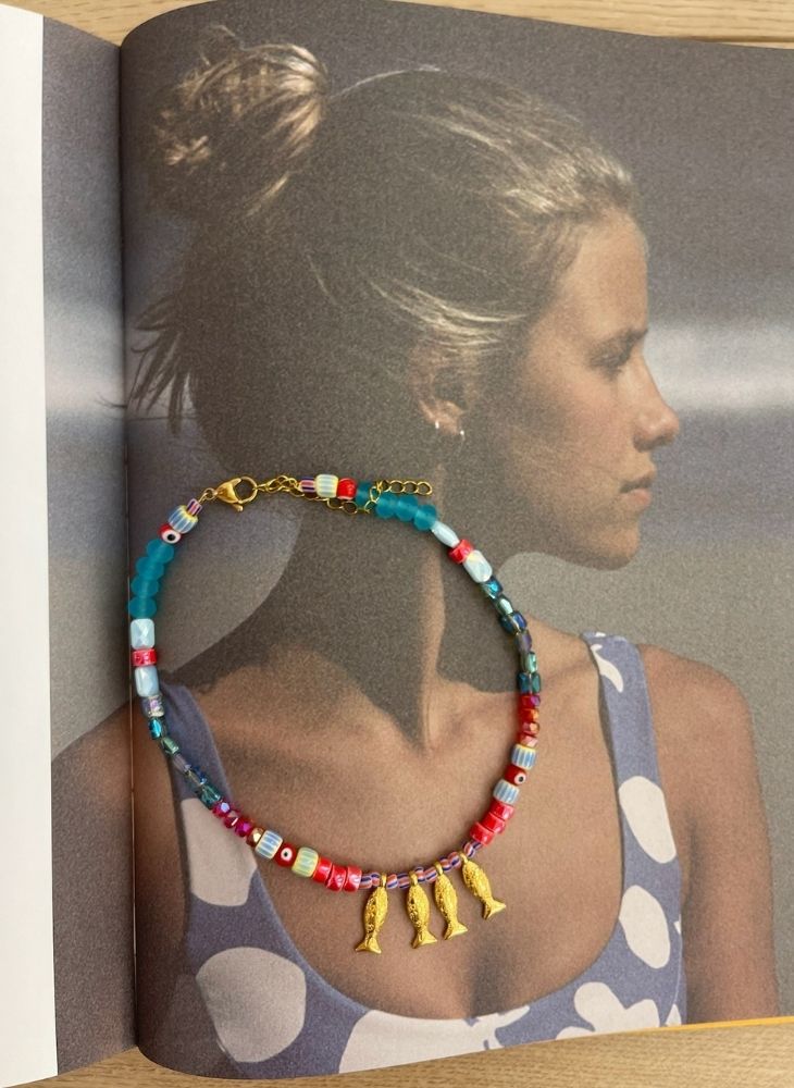 Blue & Red Fish Necklace