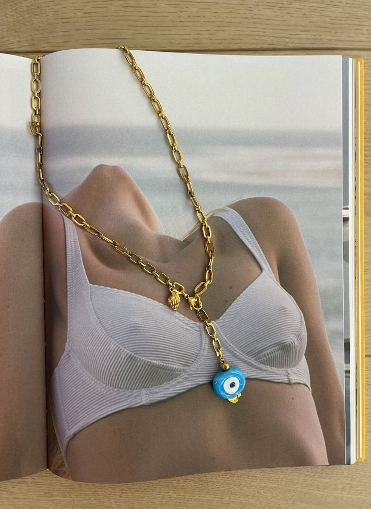 Long Blue Evil Eye Necklace