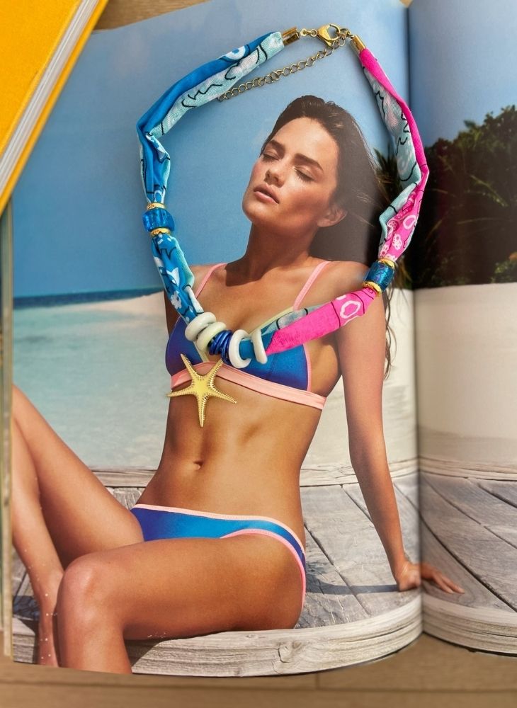 Blue & Pink Bandana Necklace